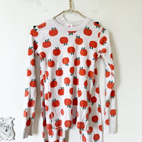 Hanna Andersson Pumpkin Long Johns Pajamas Jack o Lantern Halloween Fall 160 /14 - Picture 3 of 6